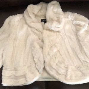 Cream faux fur coat
